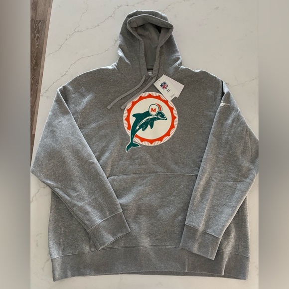Nike Miami Dolphins Throwback Logo Pullover Hoodie Mens Size 2XL - Picture 1 of 3